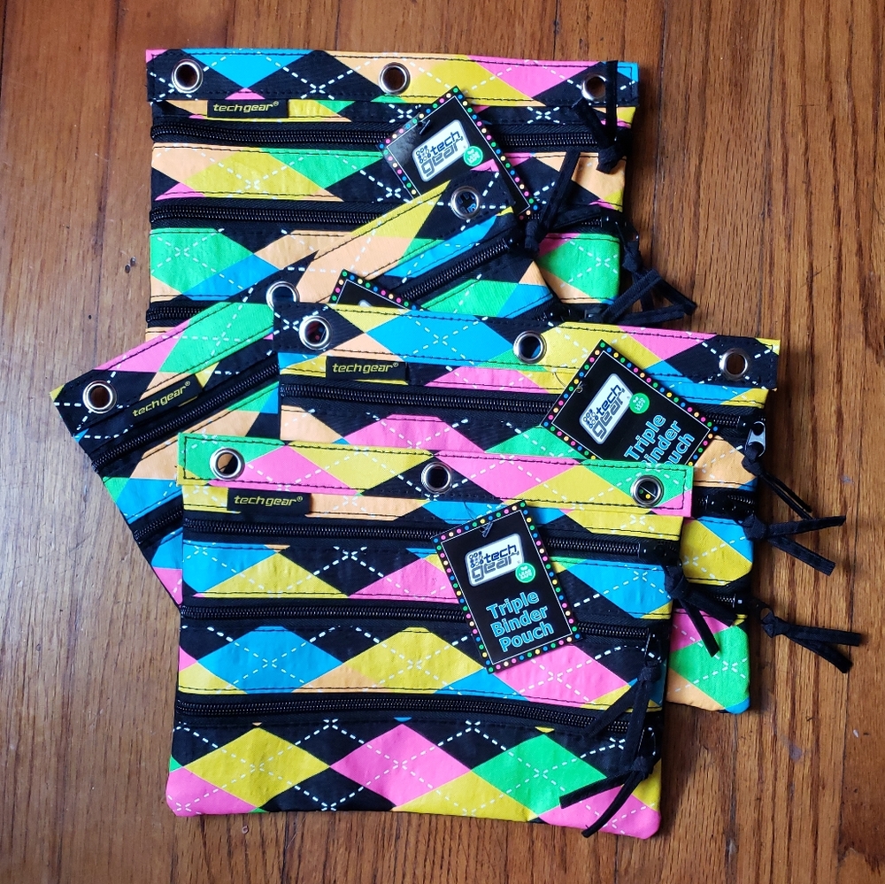 NWT 3 Binder Pencil Pouches